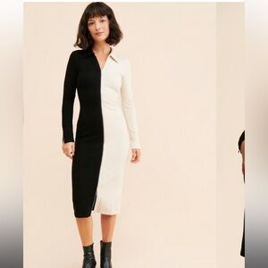 *flawed* Anthropologie Ciebon Zip Front Colorblock Midi Dress